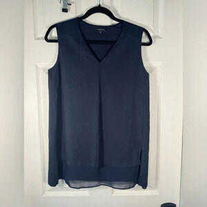 Lafayette 148 New York Navy Layered Business Causal Tank Top Size Small Petite